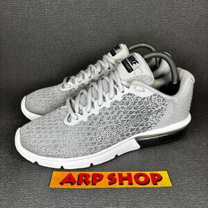 🔴 Nike Air Max Sequent 2 Women`s Size 8.5 Silver White Running Shoes 852465-001
